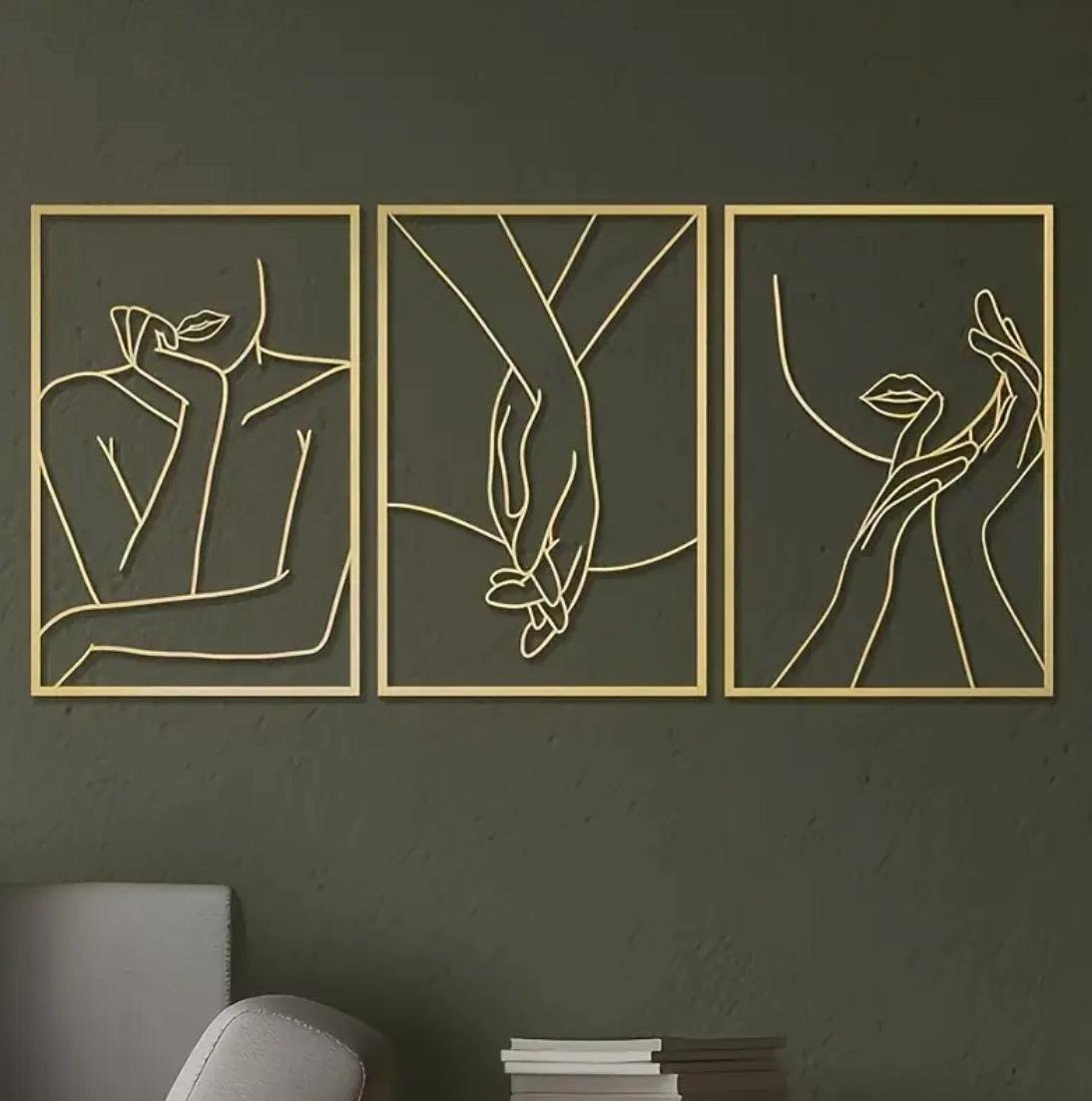 Minimalistička apstraktna zidna dekoracija od zlatnog metala