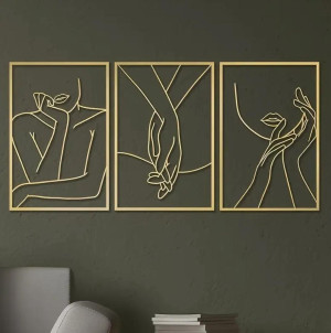 Minimalistička apstraktna zidna dekoracija od zlatnog metala