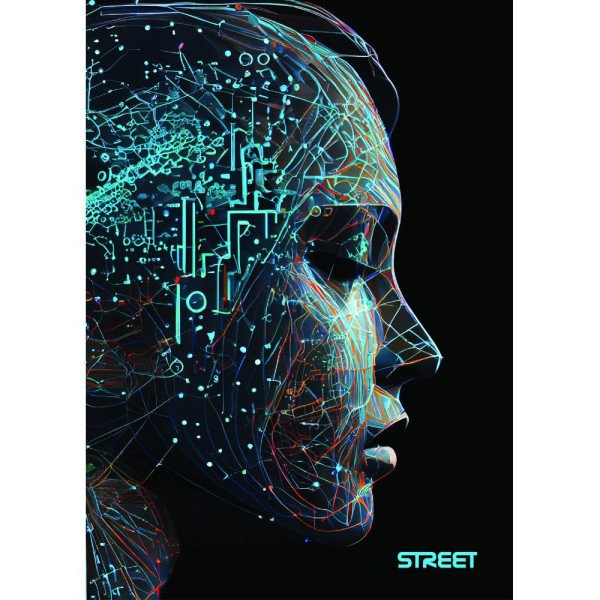 Sveska na linije sa marginom A4, AI, 54 lista