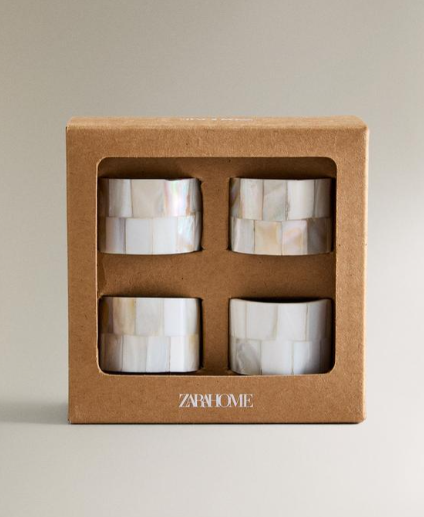 KOMPLET PRSTENOVA ZA SALVETE SA SEDEFNIM EFEKTOM (KOMPLET OD 4 KOMADA)