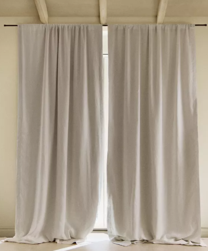 BELA LANENA DRAPERIJA SA ZATAMLJENOM BLACKOUT POSTAVOM