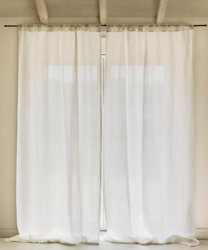 BELA LANENA DRAPERIJA SA VISOKIM STEPENOM NEPROZIRNOSTI