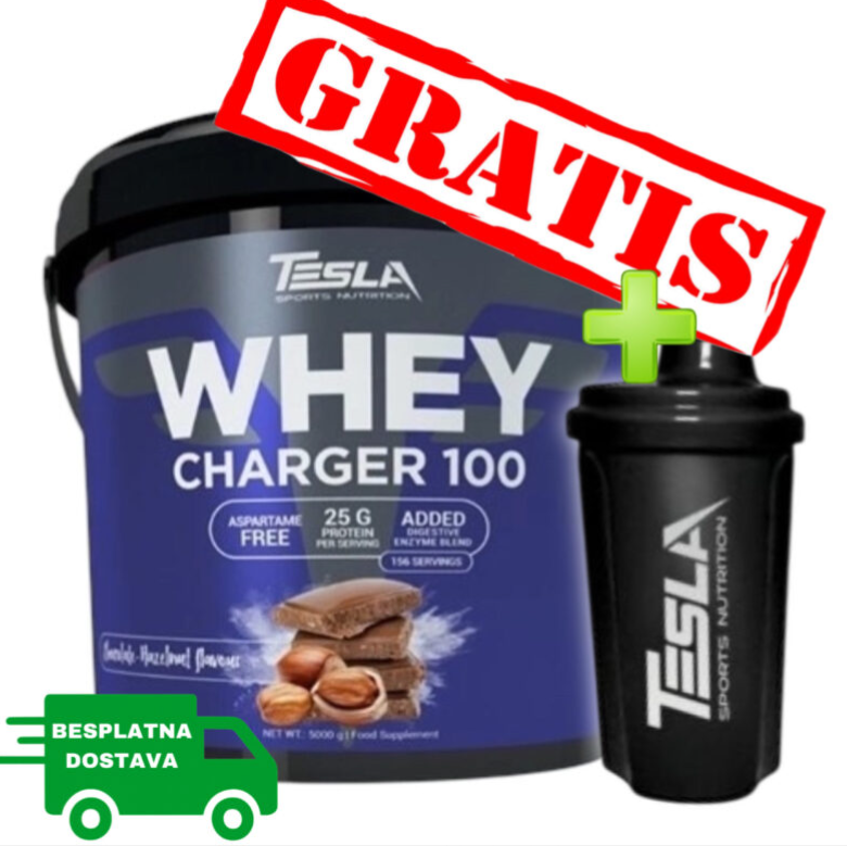 Whey charger100 5kg + gratis ŠEJKER – Tesla nutrition