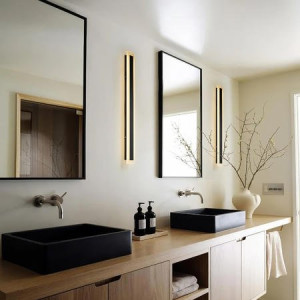 mirrea 32" Outdoor Porch Wall Lights Matte Black Modern LED