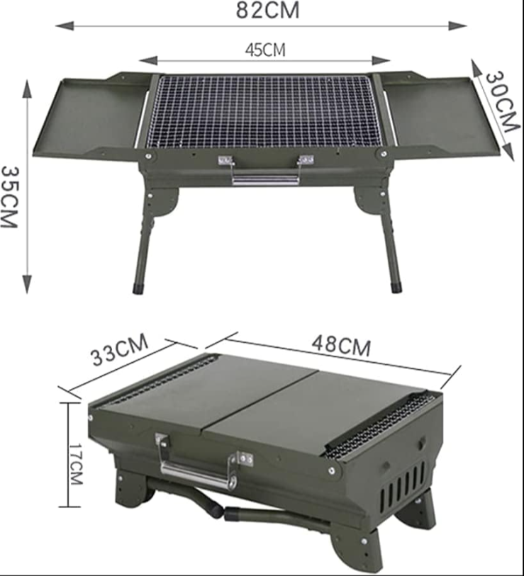 Prenosivi zeleni sklopivi roštilj premium