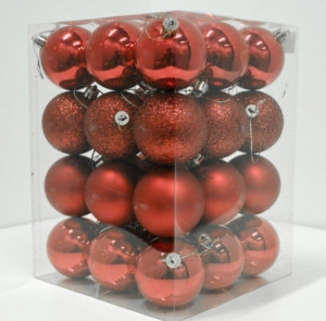 Novogodišnji set ukrasnih kuglica 34kom - Crveni 