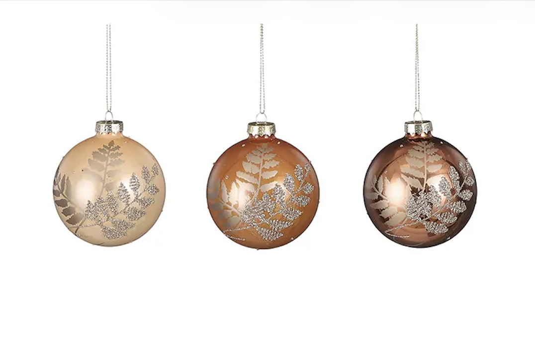 EDELMAN Set od 12 staklenih ukrasa za jelku braon