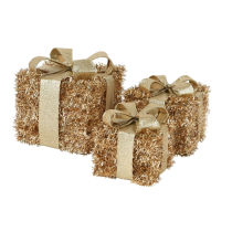 Dekoracija giftbox tinsel 3/1 gold