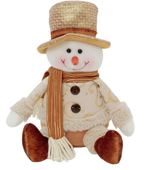 Dekoracija snowman 35cm gold