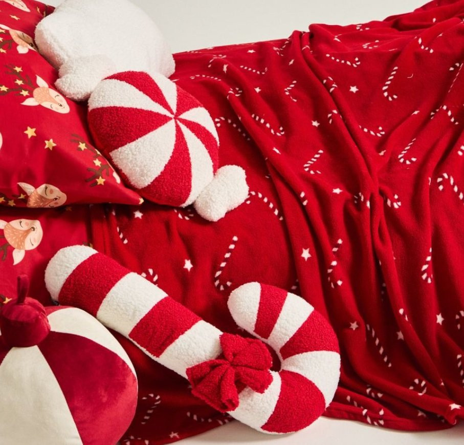 Božićno ćebe sa printom šećernih štapića