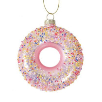Stakleni ukras donut 8cmx8,6cm rose