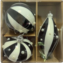 Set staklenih kugla 3/1 stripped black/white