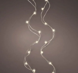 Lumineo Lampice za jelku, 4.95 m, 100 lampica, Unutrašnje, Srebrna žica/baterije, LED, Svetlo toplo belo