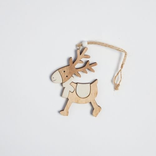 Novogodišnji drveni ukras za jelku u obliku irvasa