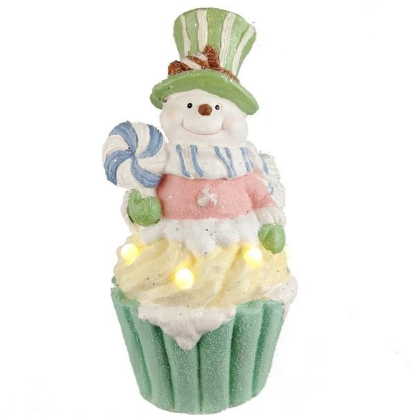 ENA Novogodišnja keramička svetleća figura Sneško