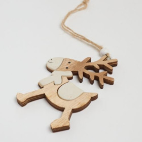 Novogodišnji drveni ukras za jelku u obliku irvasa