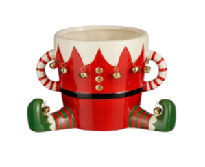 Novogodišnja crvena šolja u obliku vilenjaka