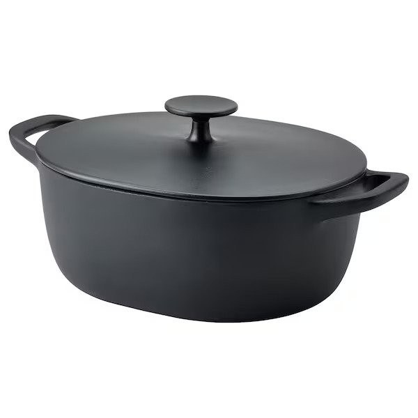 Pekač s poklopcem, emajlirano liveno gvožđe matirano/crna, 5 l