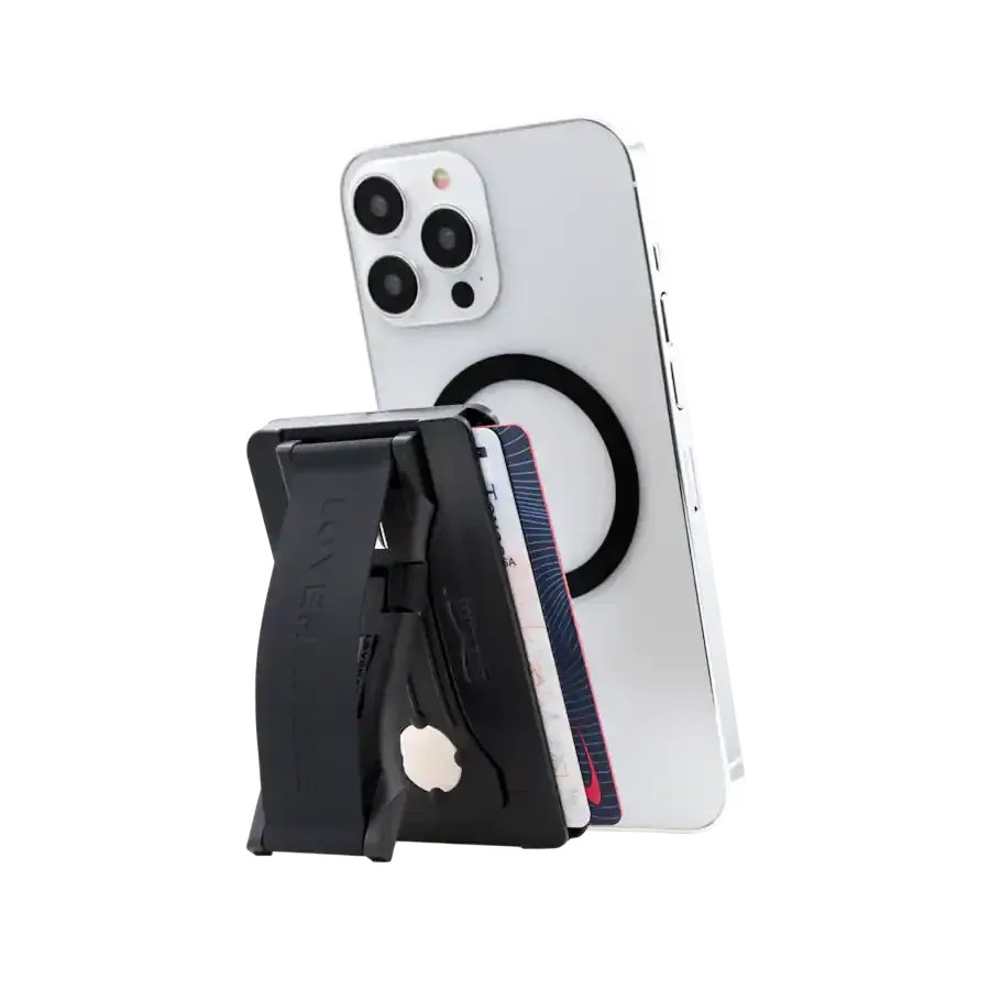 Phone Wallet with Kickstand and Adapter Ring for MagSafe, Wireless Charging Compatible, Wallet MagSafe Compatible