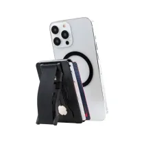 Phone Wallet with Kickstand and Adapter Ring for MagSafe, Wireless Charging Compatible, Wallet MagSafe Compatible