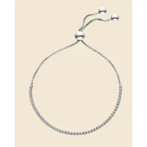 Sterling Silver and Cubic Zirconia Fine Slider Bracelet