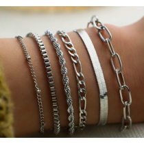 Classic Snake Chain Bracelets Set For Women Trendy Gold Plated Cuban Link Chain Bangles Bracelet Female Boho