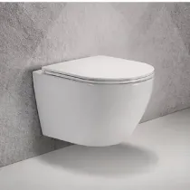 Oval Wall-hung WC with White Ceramic Seat - 49x36 cm - Cort