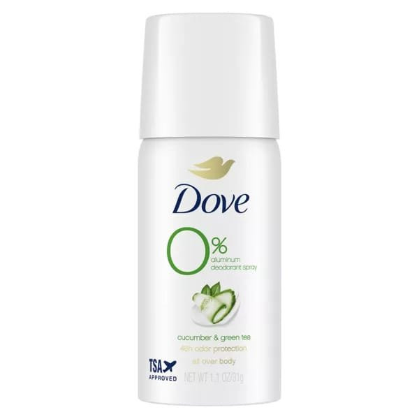 Dove Beauty 0% Aluminum, Cucumber & Green Tea Deodorant Spray - Trial Size - 1.1oz