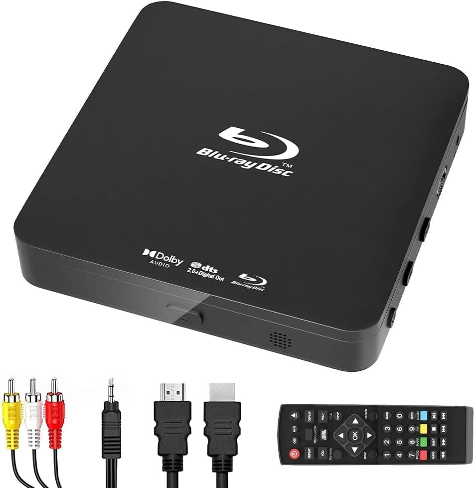 Blu Ray DVD Player, Ultra Mini 1080P Blue Ray Disc Player Home Theater Play All DVDs 