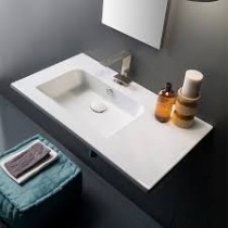 Rectangular Ceramic Wall Mounted or Vessel Sink With Counter Space