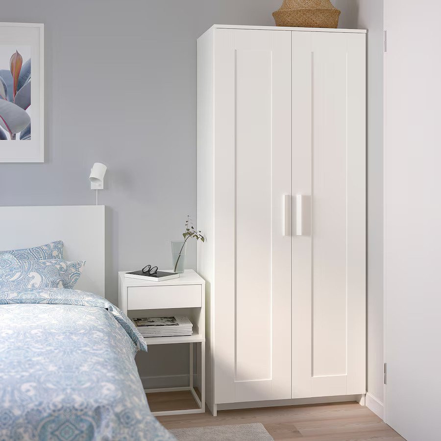 Garderober s 2 vrata, bela, 78x190 cm