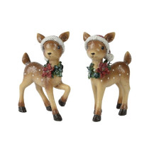 Novogodišnje figurice - jelen - bambi sa kapom polyresin ledeni finiš - 2kom