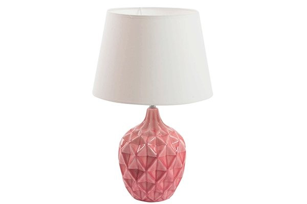 Roze lampa sa belim abažurom