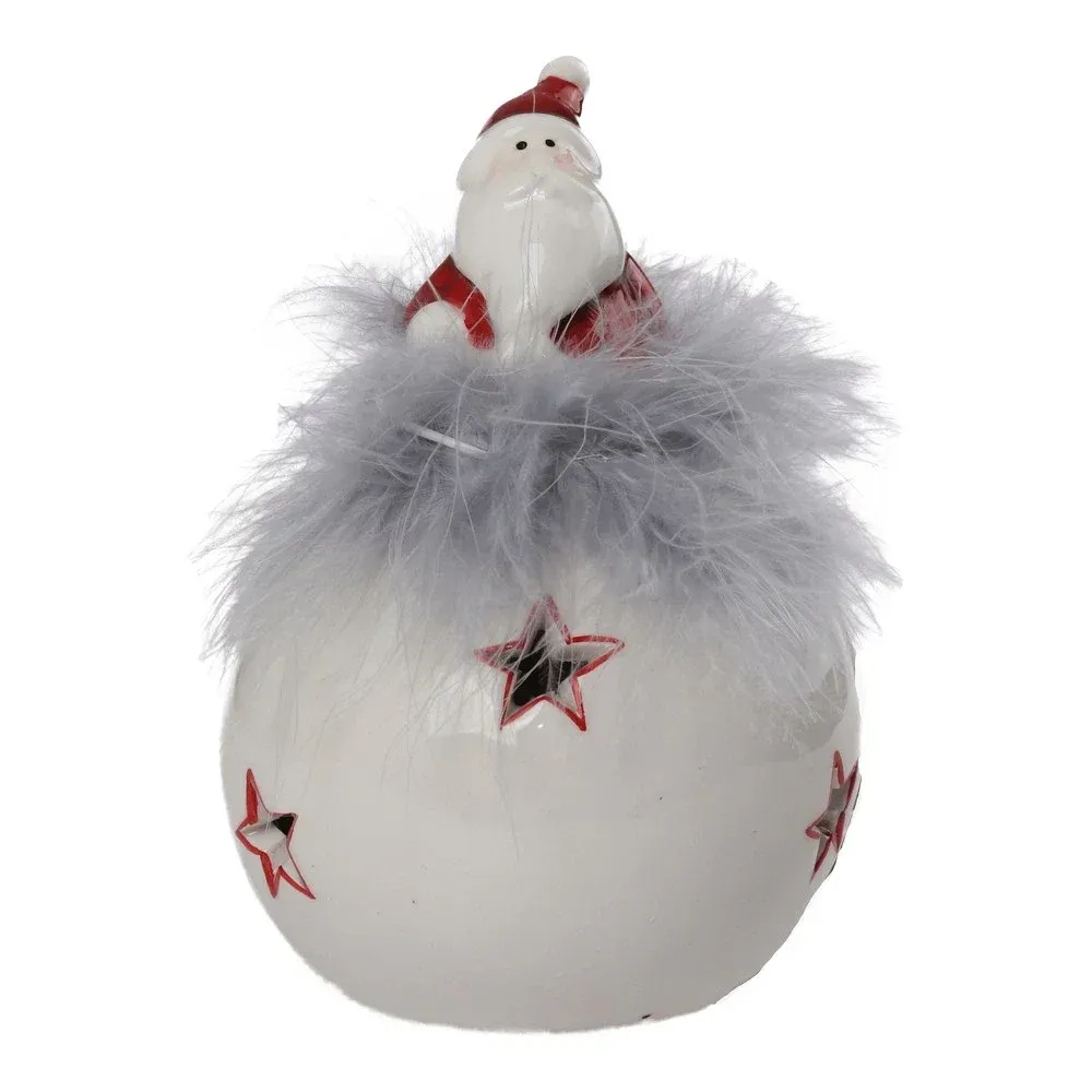 Rabbler, novogodišnja figura, keramička, Deda Mraz na grudvi, led, 10cm