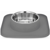 Mr. PET SingleDiner Činija sa silikonskom podlogom, Siva, 540ml