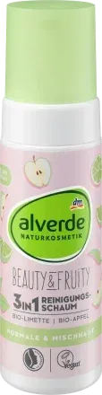 alverde NATURKOSMETIK Beauty&Fruity 3u1 pena za čišćenje lica – limeta i jabuka, 150 ml
