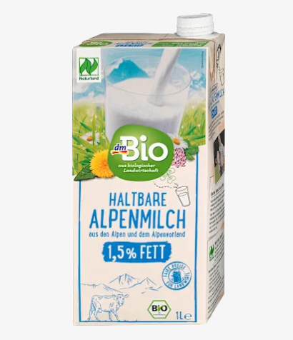 dmBio alpsko organsko mleko - 1,5% mlečne masti, 1 l