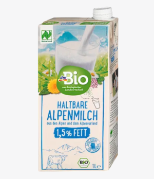 dmBio alpsko organsko mleko - 1,5% mlečne masti, 1 l