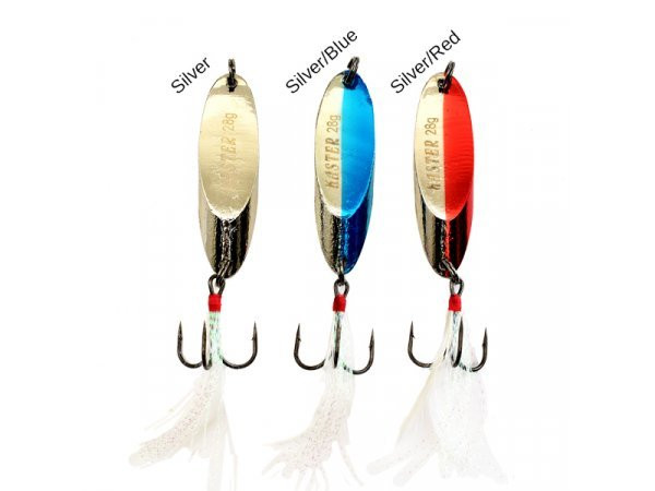 Kastmaster mate 28g silver/RED with white fabric