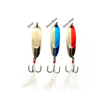 Kastmaster mate 28g silver/RED with white fabric