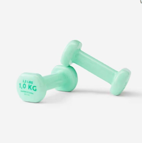 Zelene bučice za fitnes dva komada po 1 kg