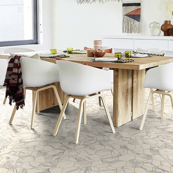 Vinil Iconik 260 Marble Bianco Hexagon Gold