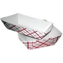 Specialty Quality Packaging - #100, 1 lb Rectangle Red Plaid Food Tray, Pack of 250 - 8701