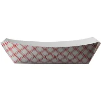 Specialty Quality Packaging - #300, 3 lb Rectangle Red Plaid Food Tray, Pack of 250 - 8703