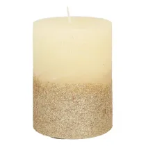 Ivory Pillar Candle with Gold Glitter