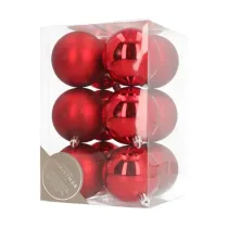 12 shatterproof Christmas baubles red