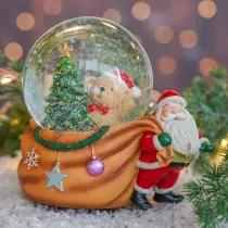 Snow Globe with Santa and Teddy Bear
