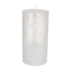 Metallic Silver Pillar Candle