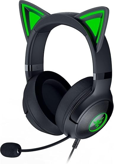 Razer Kraken Kitty V2 USB Wired RGB Headset: Chroma Kitty Ears - Stream Reactive Lighting - HyperClear Cardioid Mic