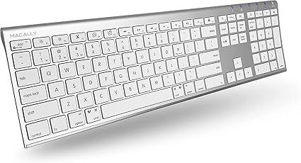 Macally Wireless Bluetooth Keyboard for Mac - Compatible Apple Keyboard or MacBook Pro/Air, iMac - Multi-Device, Up to 3 Devices with 110 Keys